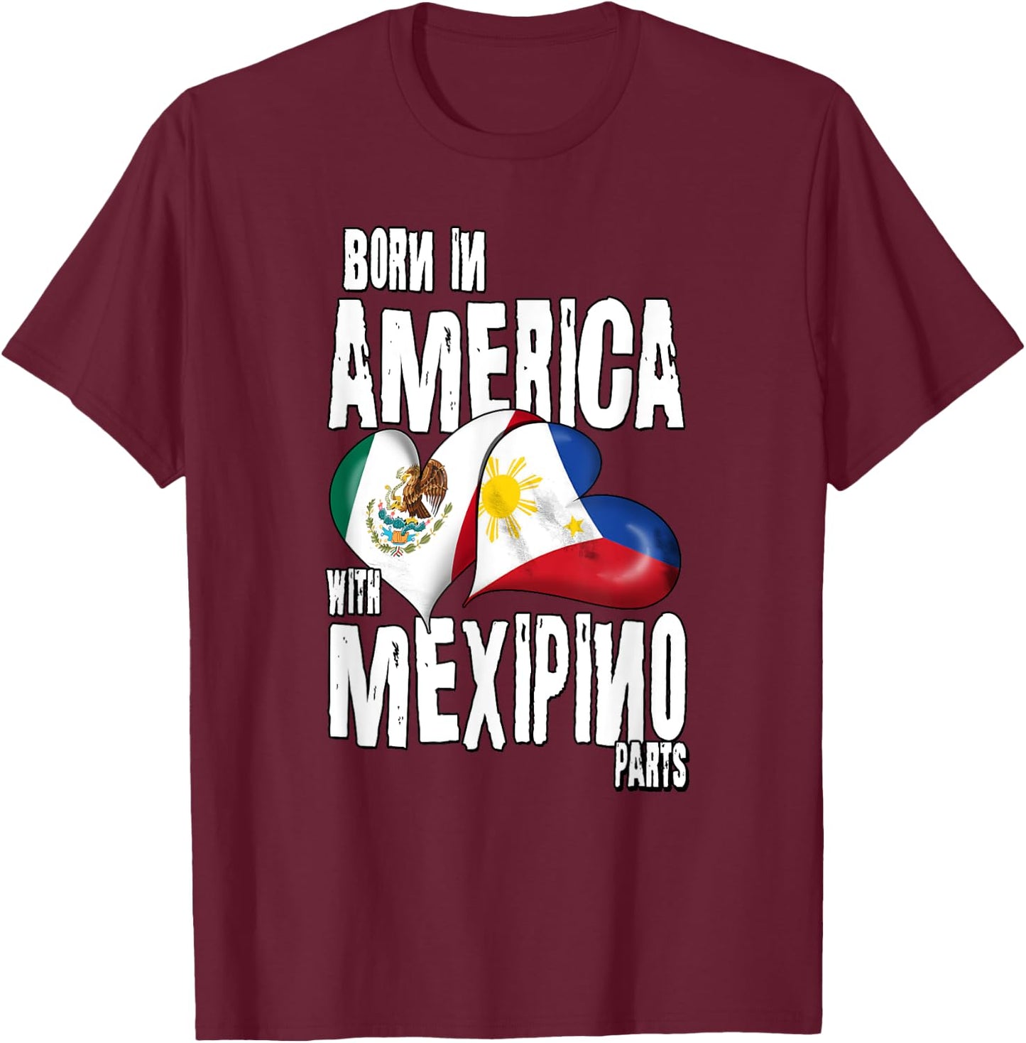Philippines Mexico Filipino Pride Proud Flag Mexipino Mixed T-Shirt - T-Shirt | Maroon