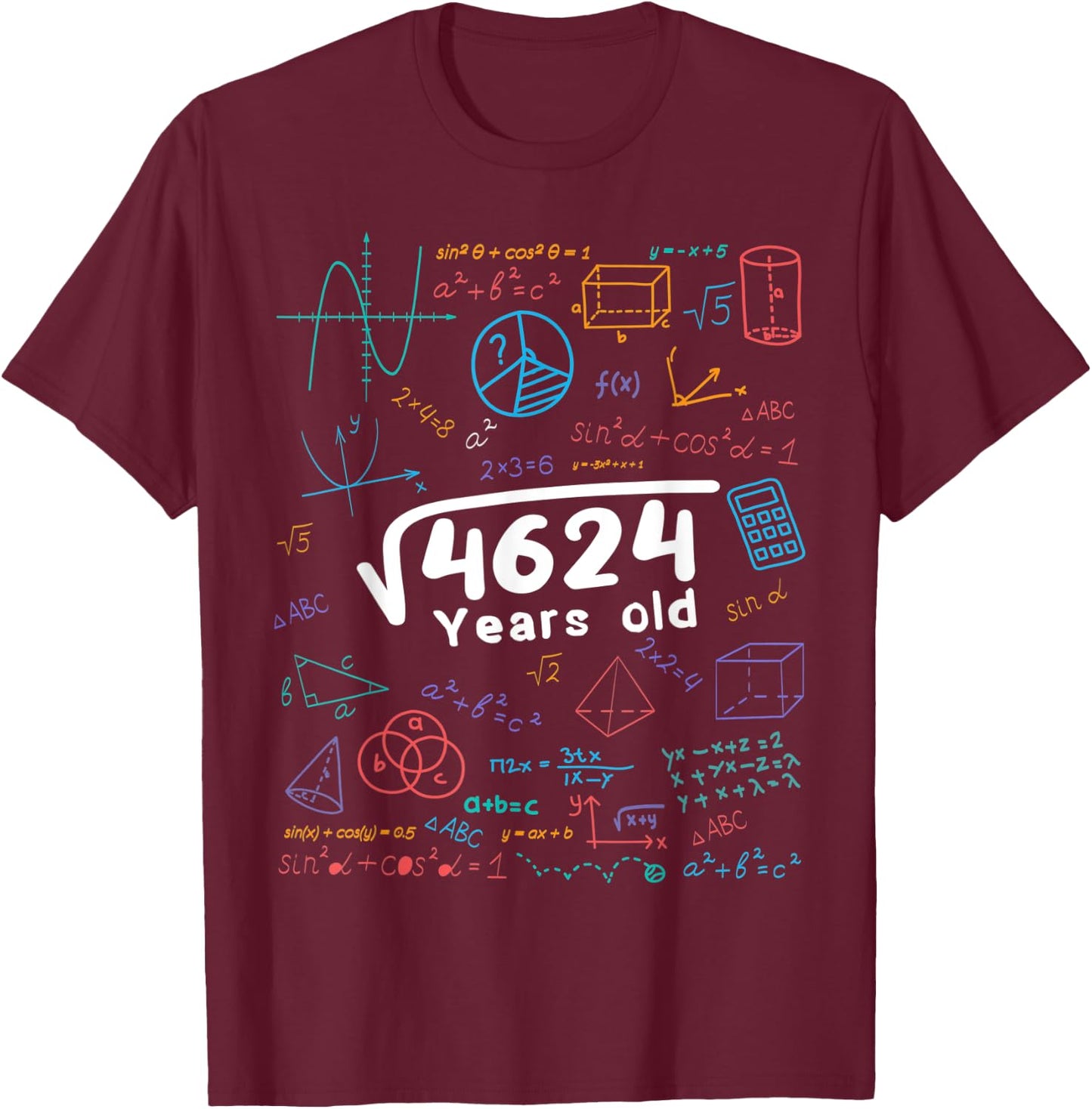 68 Year Old Men Women 68th Birthday Gift Square Root Of 4624 T-Shirt - T-Shirt | Maroon