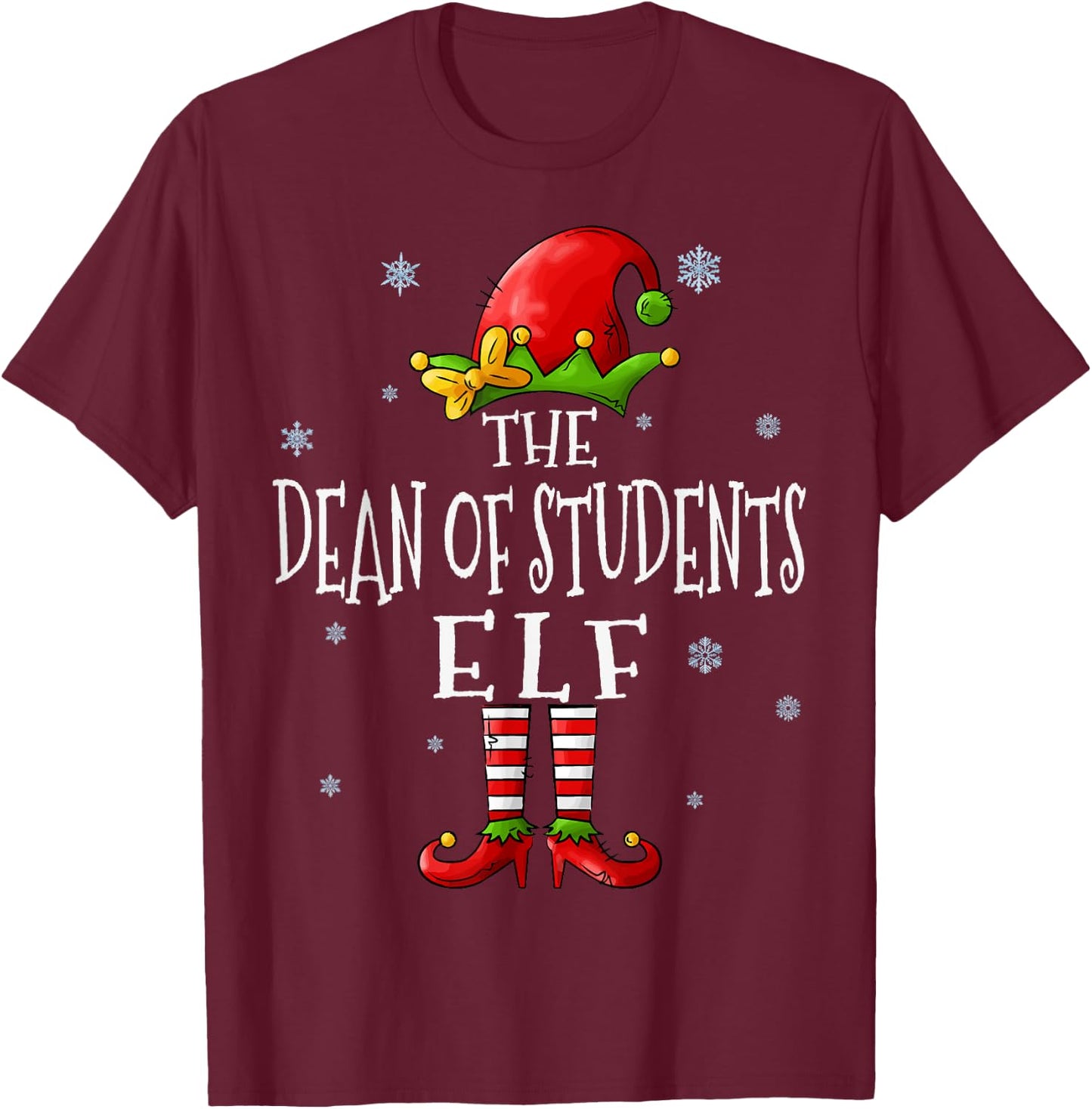 The Dean Of Students Elf Squad Funny Xmas Matching Christmas T-Shirt - T-Shirt | Maroon