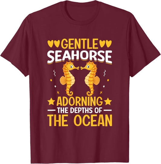 Gentle Seahorse Adorning The Depths Of The Ocean I Seahorse T-Shirt - T-Shirt | Maroon