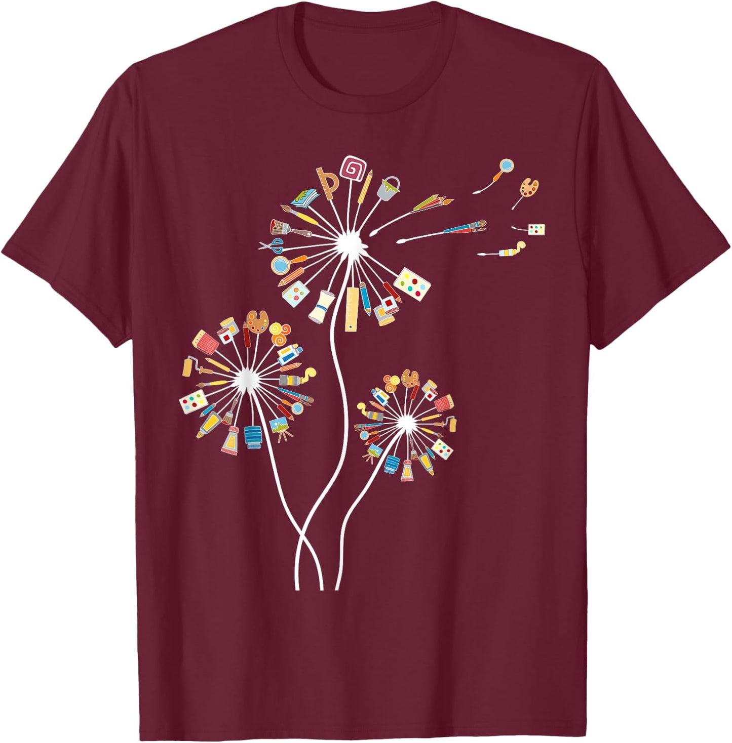 Dandelion Art Shirt for Artist or Art Teacher | Creative Art T-Shirt - T-Shirt | Maroon
