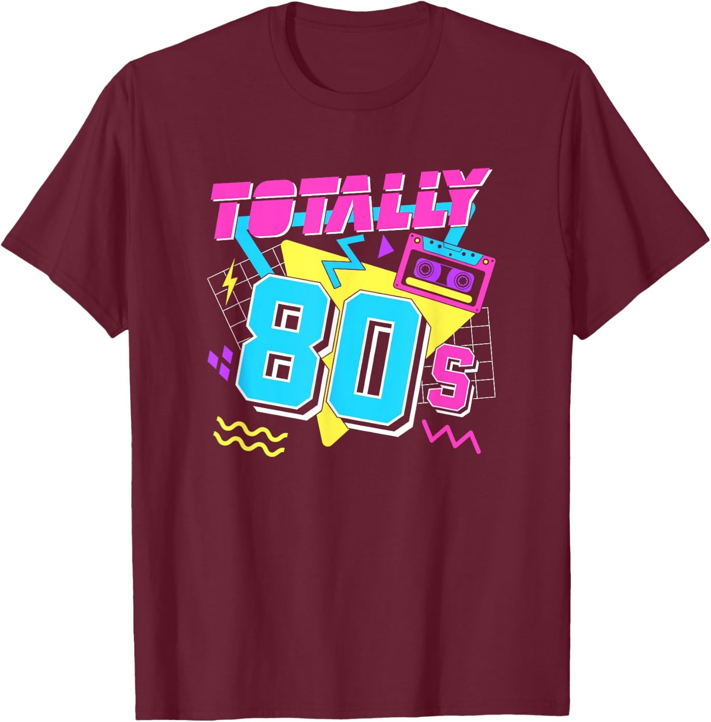 I Love The 80s Eighties Totally 80s - Men's Adults Classic Fit Collarless Short Sleeve Black Small T-Shirt - T-Shirt | Maroon