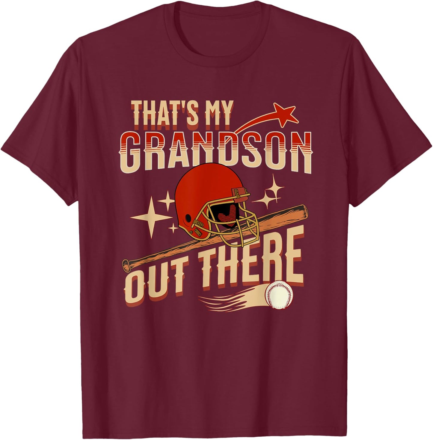 Vintage That's My Grandson Out There Baseball Grandpa T-Shirt - T-Shirt | Maroon