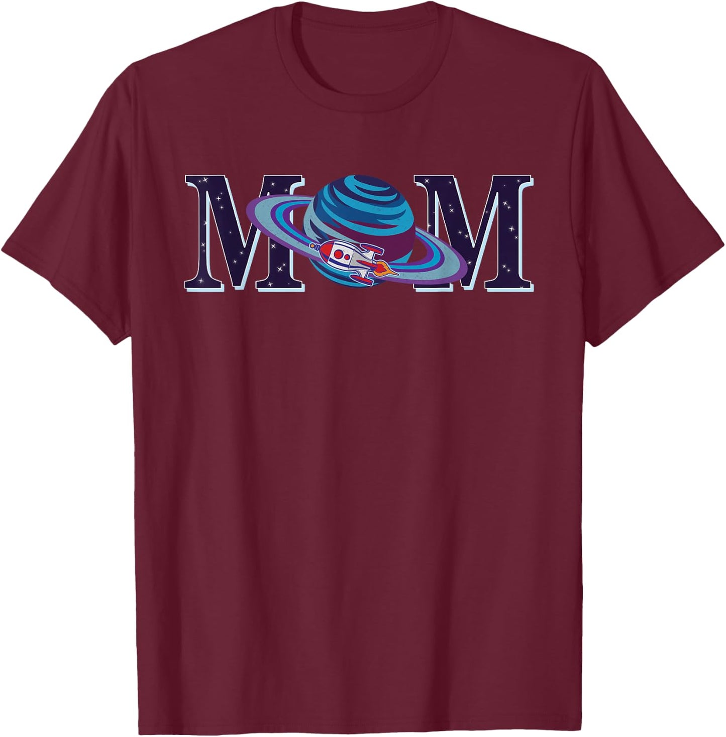 Space Mom, Family Matching Dad Space Birthday Theme Party T-Shirt - T-Shirt | Maroon