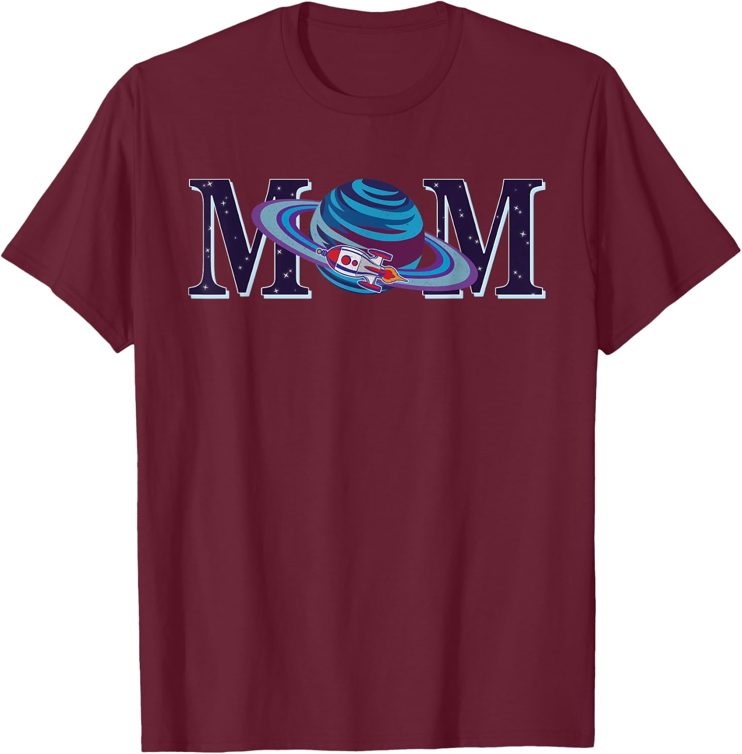 Space Mom, Family Matching Dad Space Birthday Theme Party T-Shirt - T-Shirt | Maroon