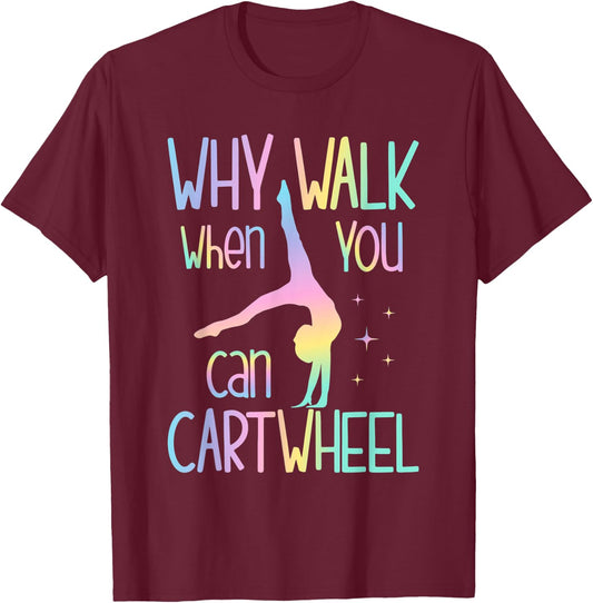Funny Gymnastic Shirt Girls Women Aunt Gymnast Cartwheel T-Shirt - T-Shirt | Maroon