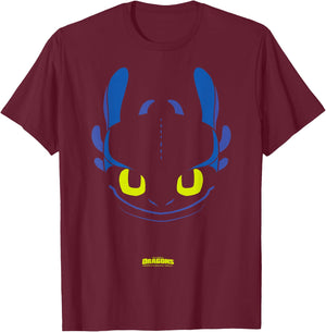 DreamWorks Dragons Toothless Night Fury Big Face Costume T-Shirt - T-Shirt | Maroon