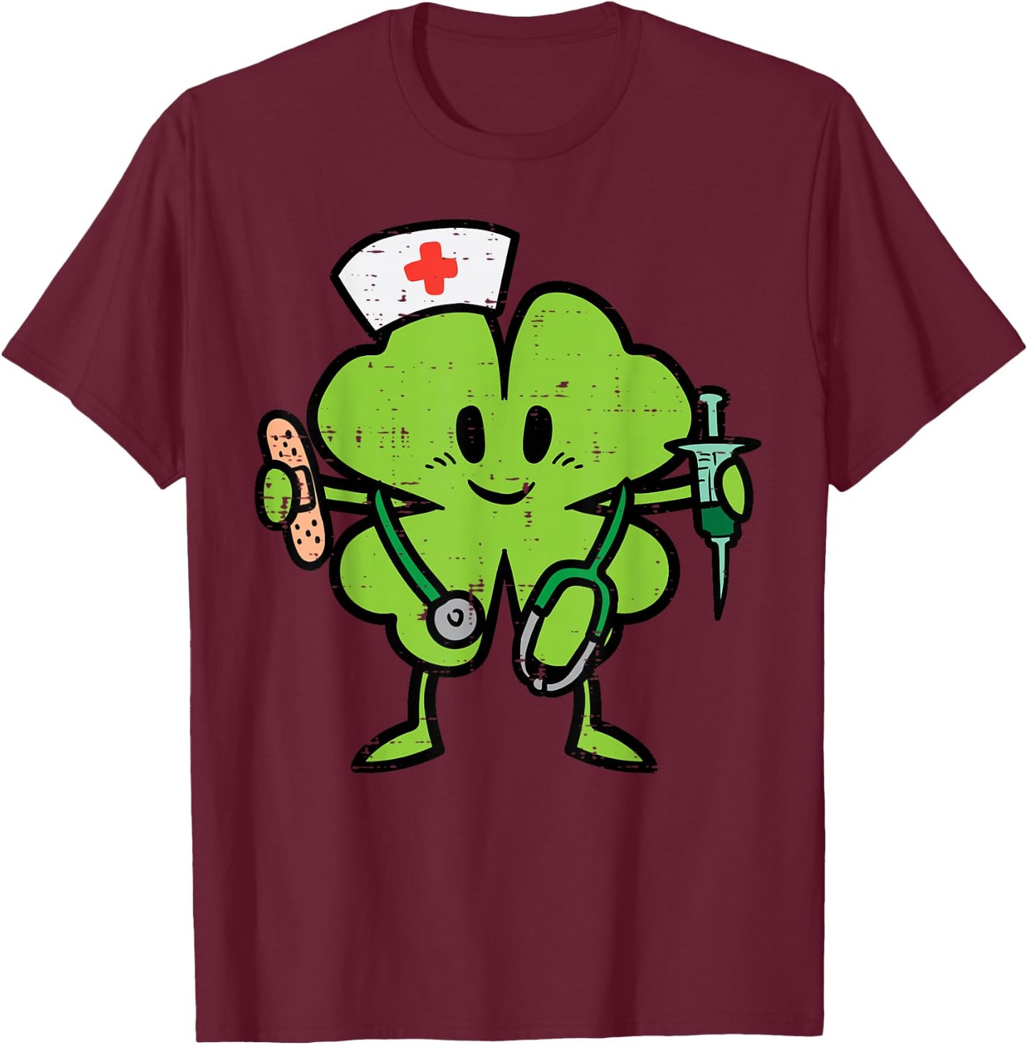 St Patricks Day Shamrock Nurse Saint Paddys Scrub Top Women T-Shirt - T-Shirt | Maroon