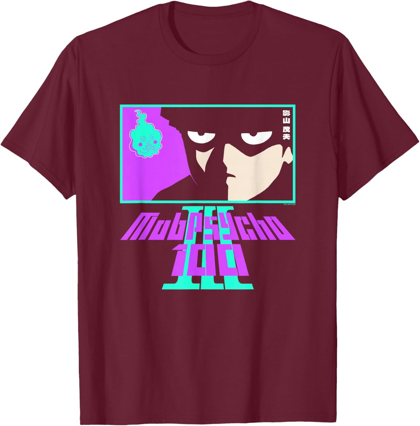 Mob Psycho 100 Neon Graphic & Logo T-Shirt - T-Shirt | Maroon