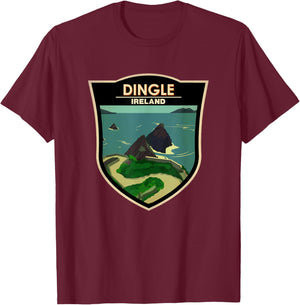 Dingle Peninsula Ireland Travel Badge Vintage T-Shirt - T-Shirt | Maroon