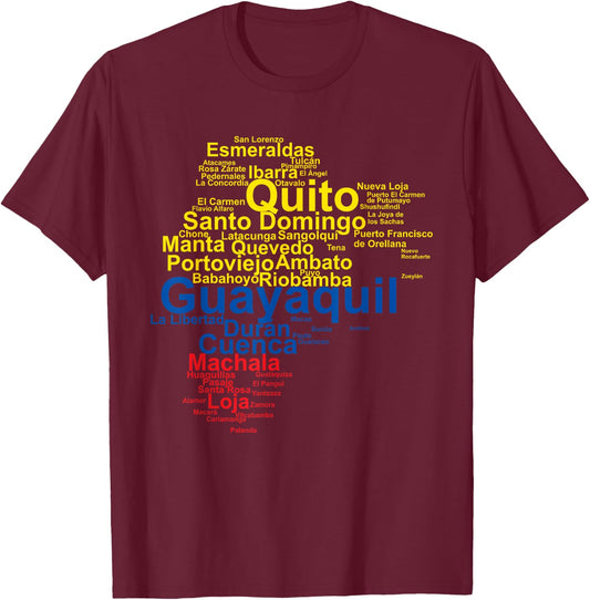 Ecuador Flag Latino Ecuador Outline Bandera de Ecuador T-Shirt - T-Shirt | Maroon