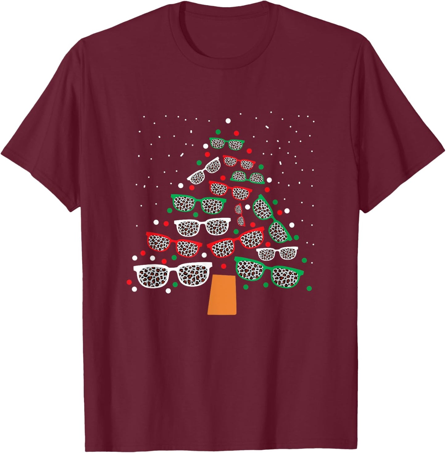 Eyeglasses Tree Eye Doctor Optician Christmas Optometrist T-Shirt - T-Shirt | Maroon