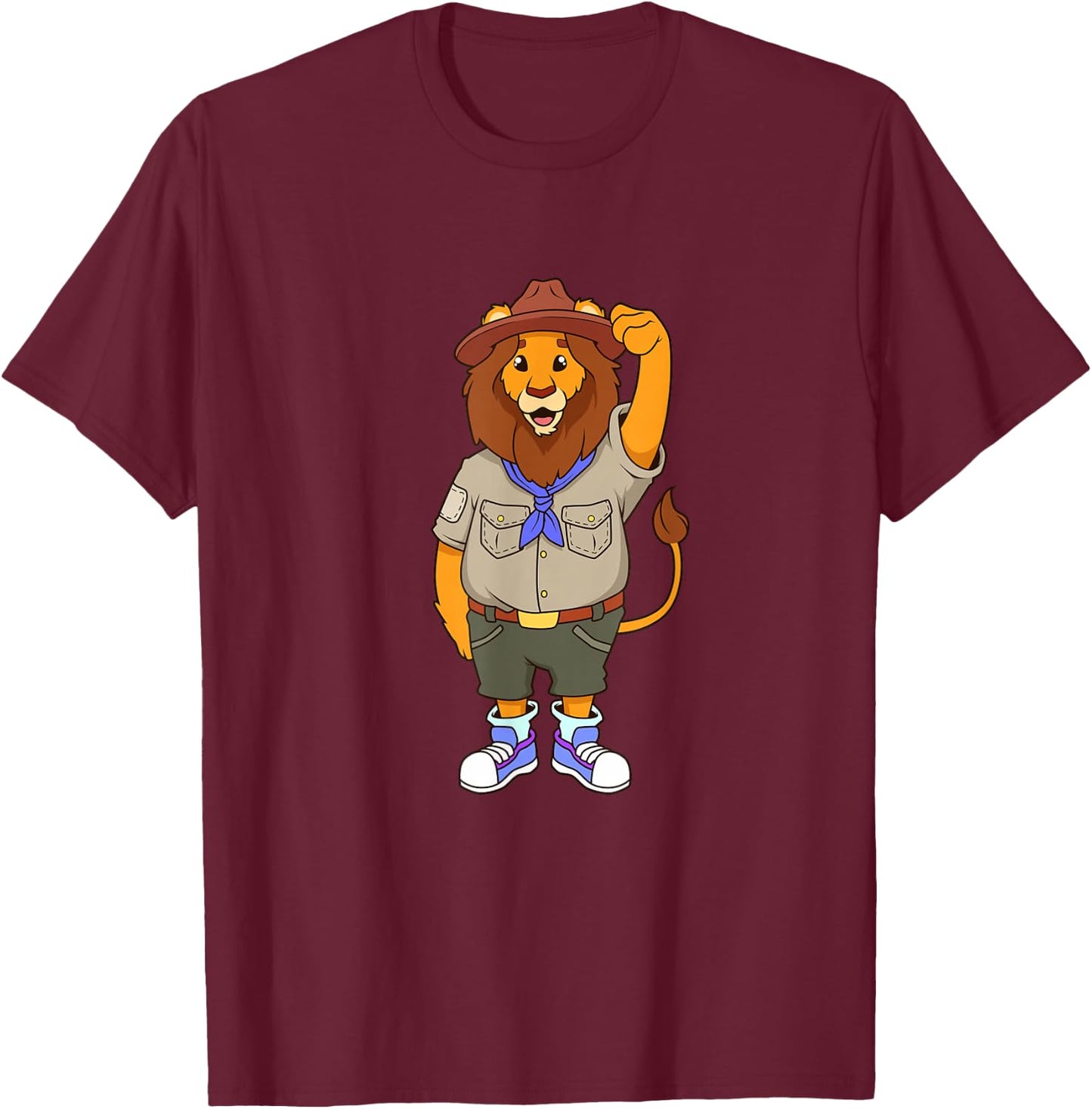 Cartoon Lion is Scout T-Shirt - T-Shirt | Maroon