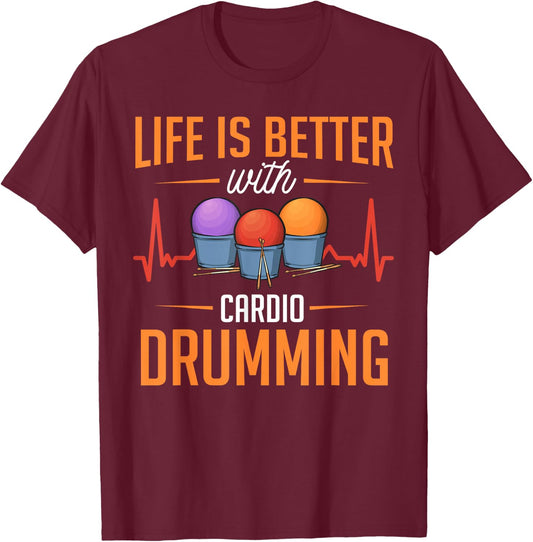 Cardio Drumming Gym Fitness Class Workout T-Shirt - T-Shirt | Maroon