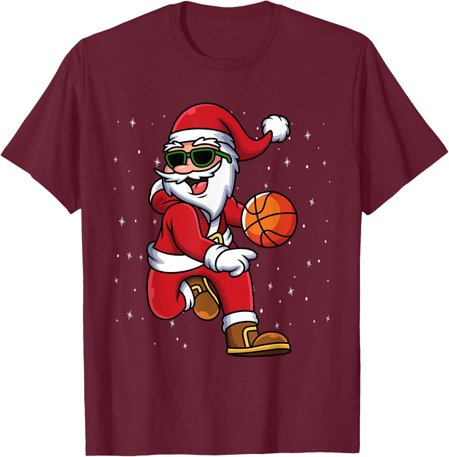 Christmas Basketball Santa Playing Basketball Player Kids T-Shirt - T-Shirt | Maroon