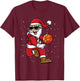 Christmas Basketball Santa Playing Basketball Player Kids T-Shirt - T-Shirt | Maroon