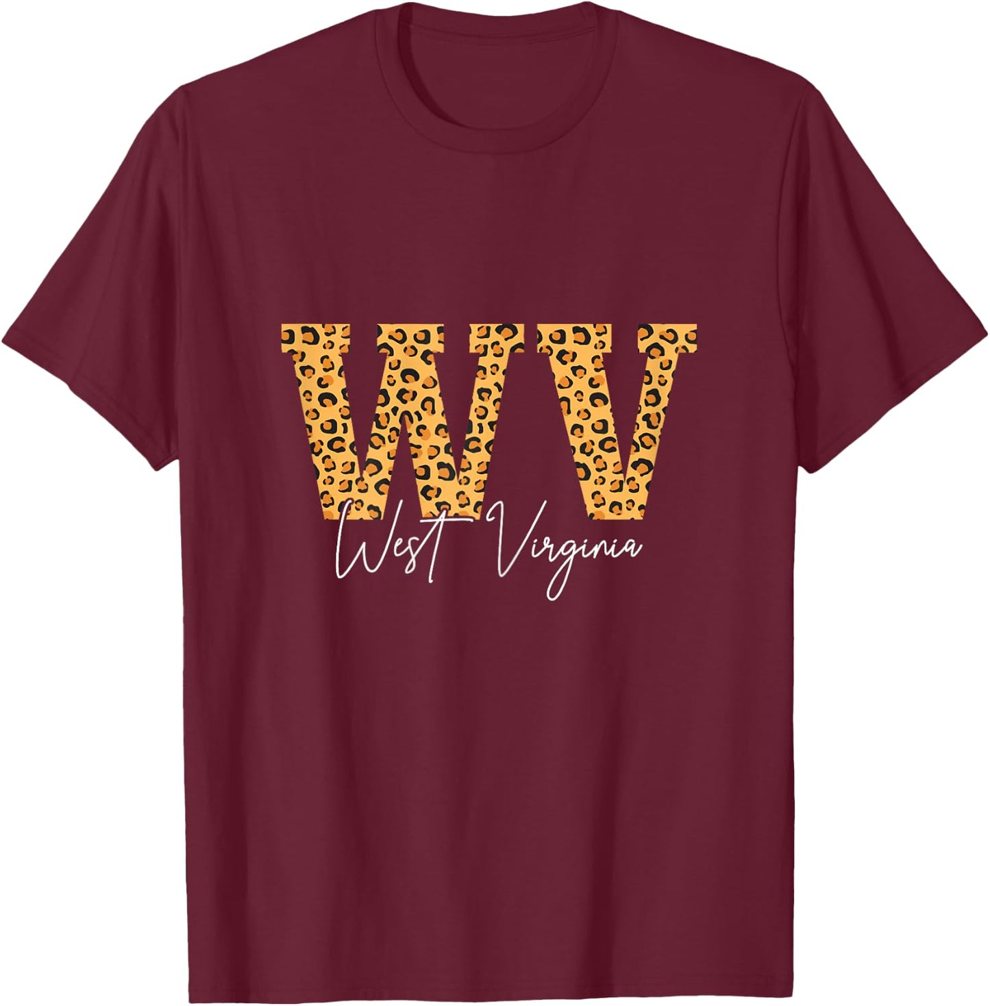 West Virginia WV Leopard Pattern Pride Vintage T-Shirt - T-Shirt | Maroon