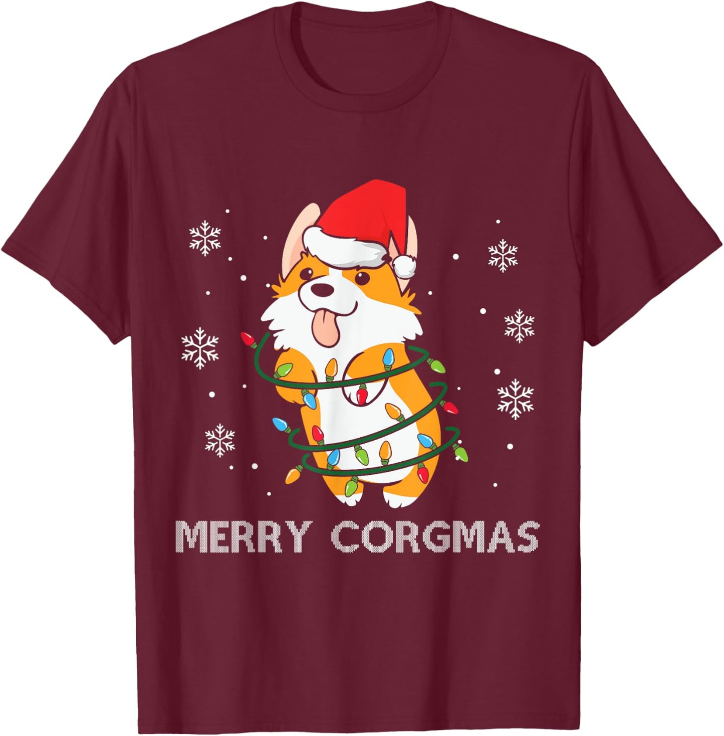 Merry Corgmas Xmas Pajamas Corgi Christmas Nerdy Dog Gifts Men Women T-Shirt - T-Shirt | Maroon