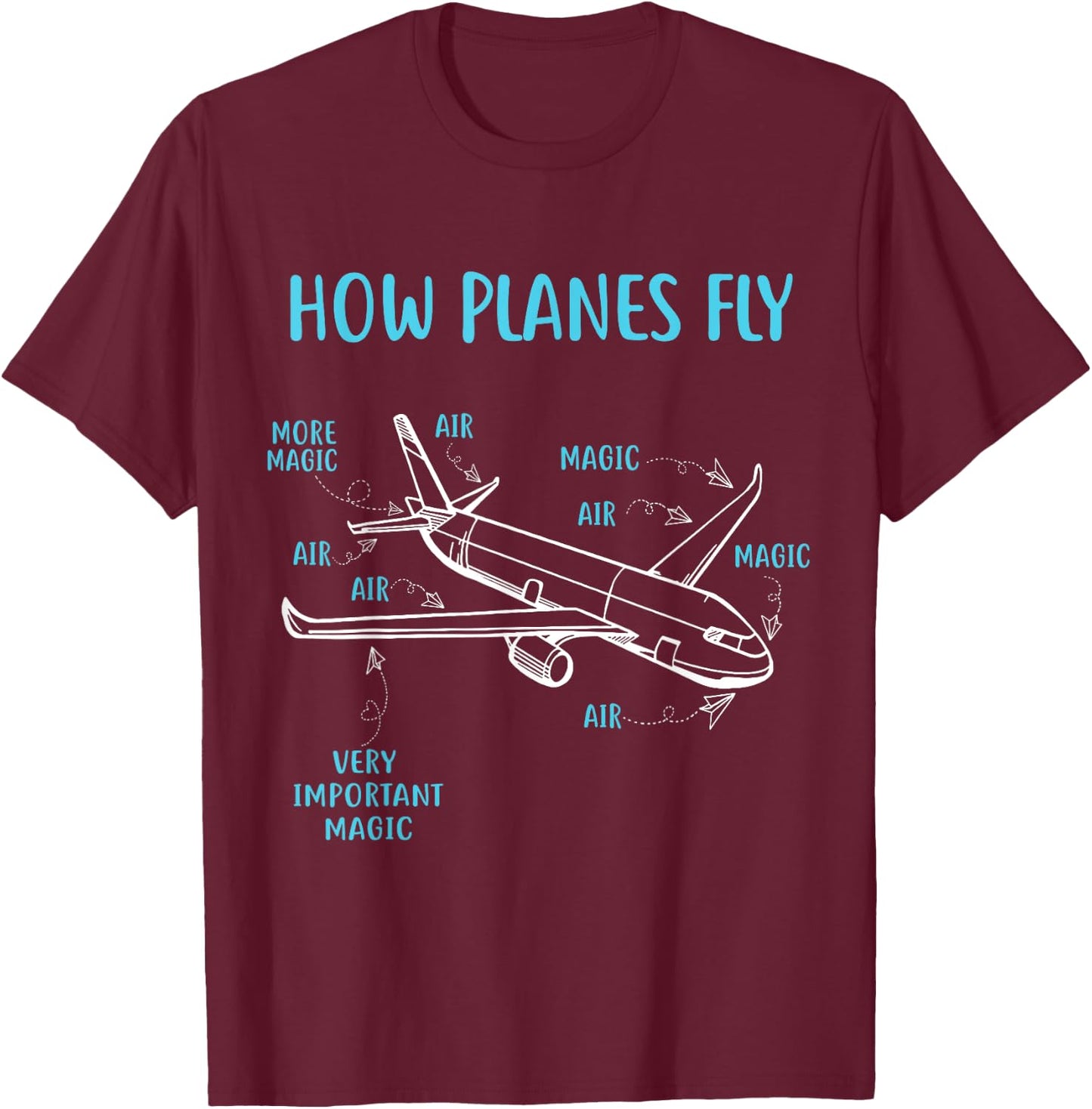 How Planes Fly Funny Aviation Engineer Pilot Airplane T-Shirt - T-Shirt | Maroon