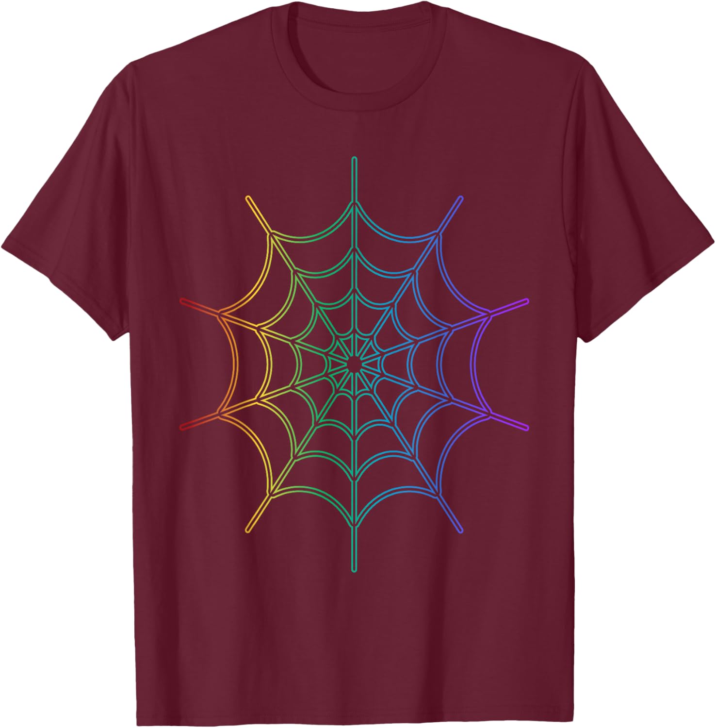 Kids Cool Halloween Spider Web Costume Rainbow Spider T-Shirt - T-Shirt | Maroon