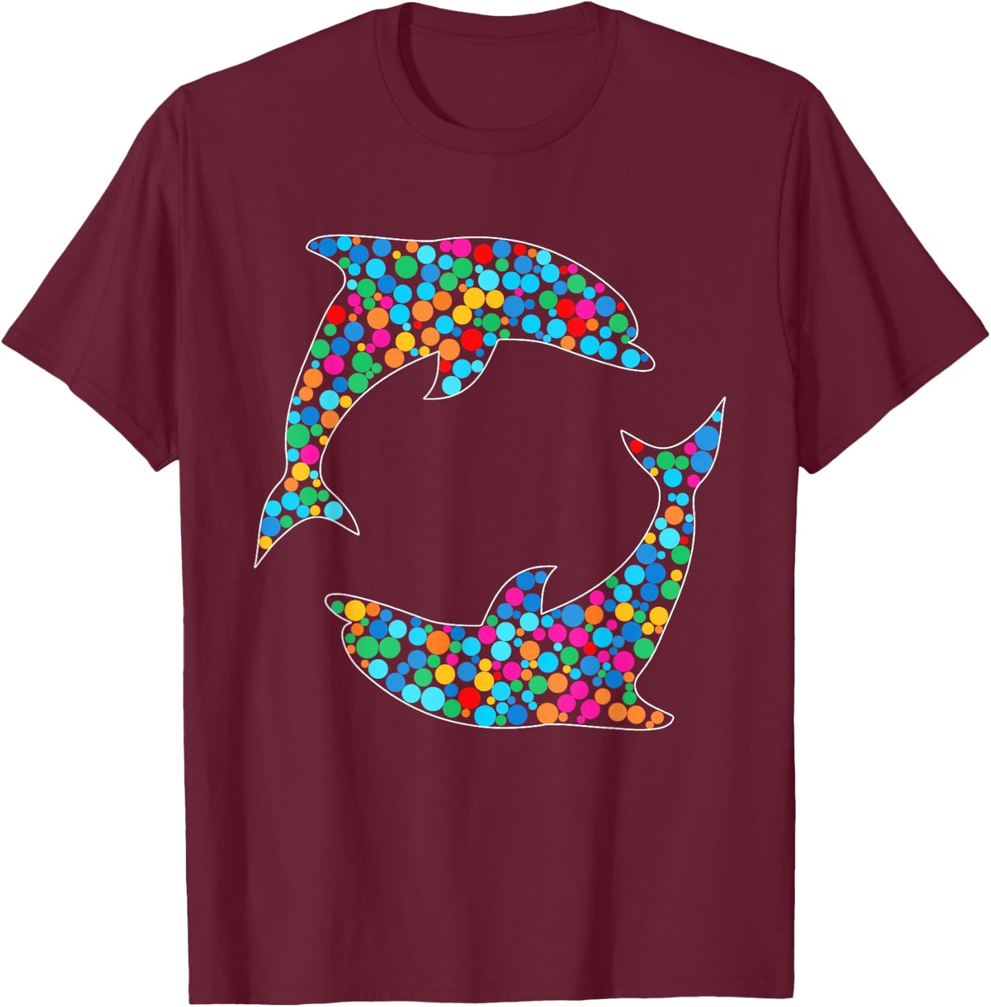 Funny Colorful Polka Dot Dolphin International Dot Day T-Shirt - T-Shirt | Maroon