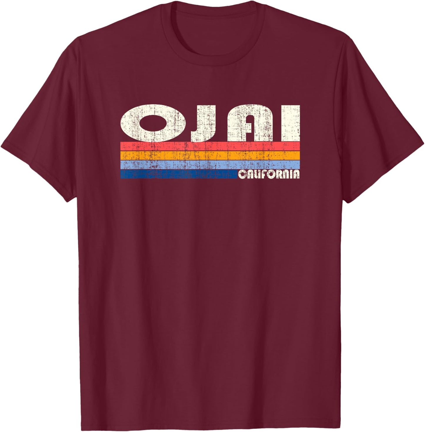 Retro Vintage 70s 80s Style Ojai, CA T-Shirt - T-Shirt | Maroon