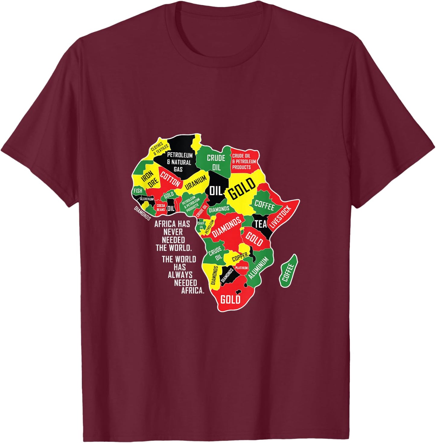 Africa Has Never Needed The World Black History BLM Melanin T-Shirt - T-Shirt | Maroon