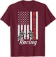 American Flag Dirt Track Racing Car Bike Driver Racer Women Kids Men T-Shirt - T-Shirt | Maroon