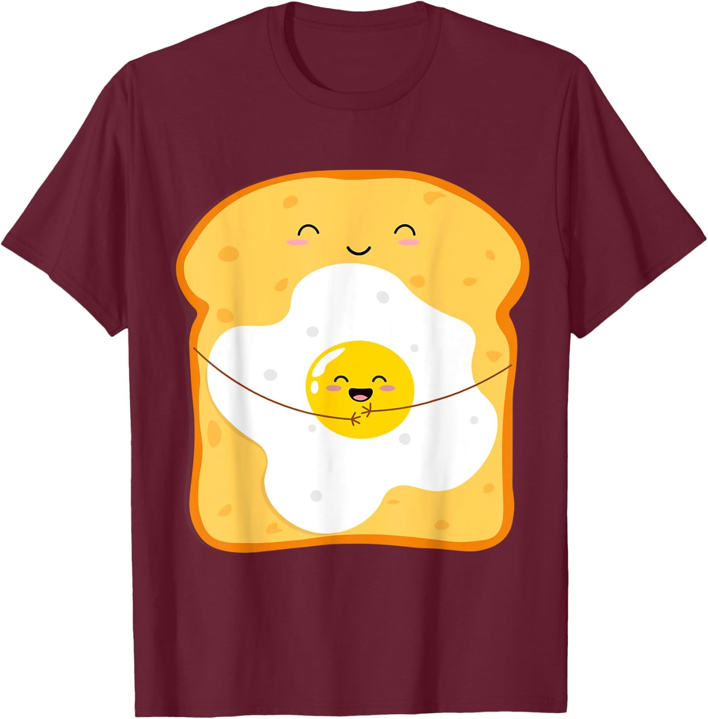 Funny Japanese Kawaii Egg Bread Cute Kawaii Breakfast Anime T-Shirt - T-Shirt | Maroon