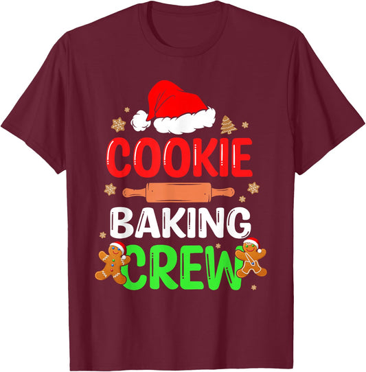 Merry Christmas Cookie Baking Crew Funny Baking Baker Xmas T-Shirt - T-Shirt | Maroon