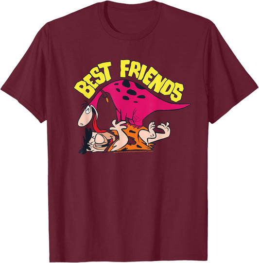 The Flintstones Dino Fred Best Friends T-Shirt - T-Shirt | Maroon