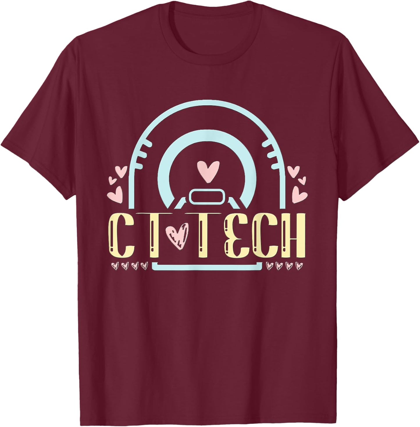 Ct Tech Gifts Merch Apparel - CT Technologist Radiology - Black - Women's - Small - Modern - Casual - Short Sleeve T-Shirt - T-Shirt | Maroon
