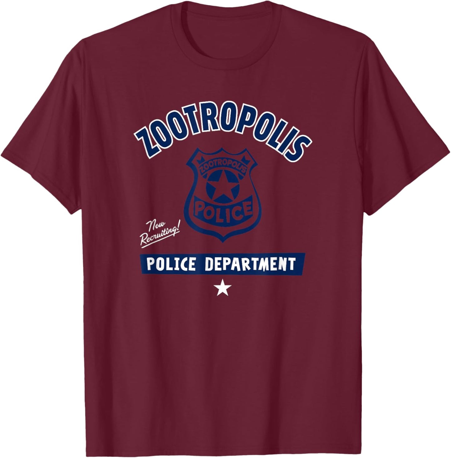 Disney Zootopia Vintage Zootropolis Police Department Badge T-Shirt - T-Shirt | Maroon