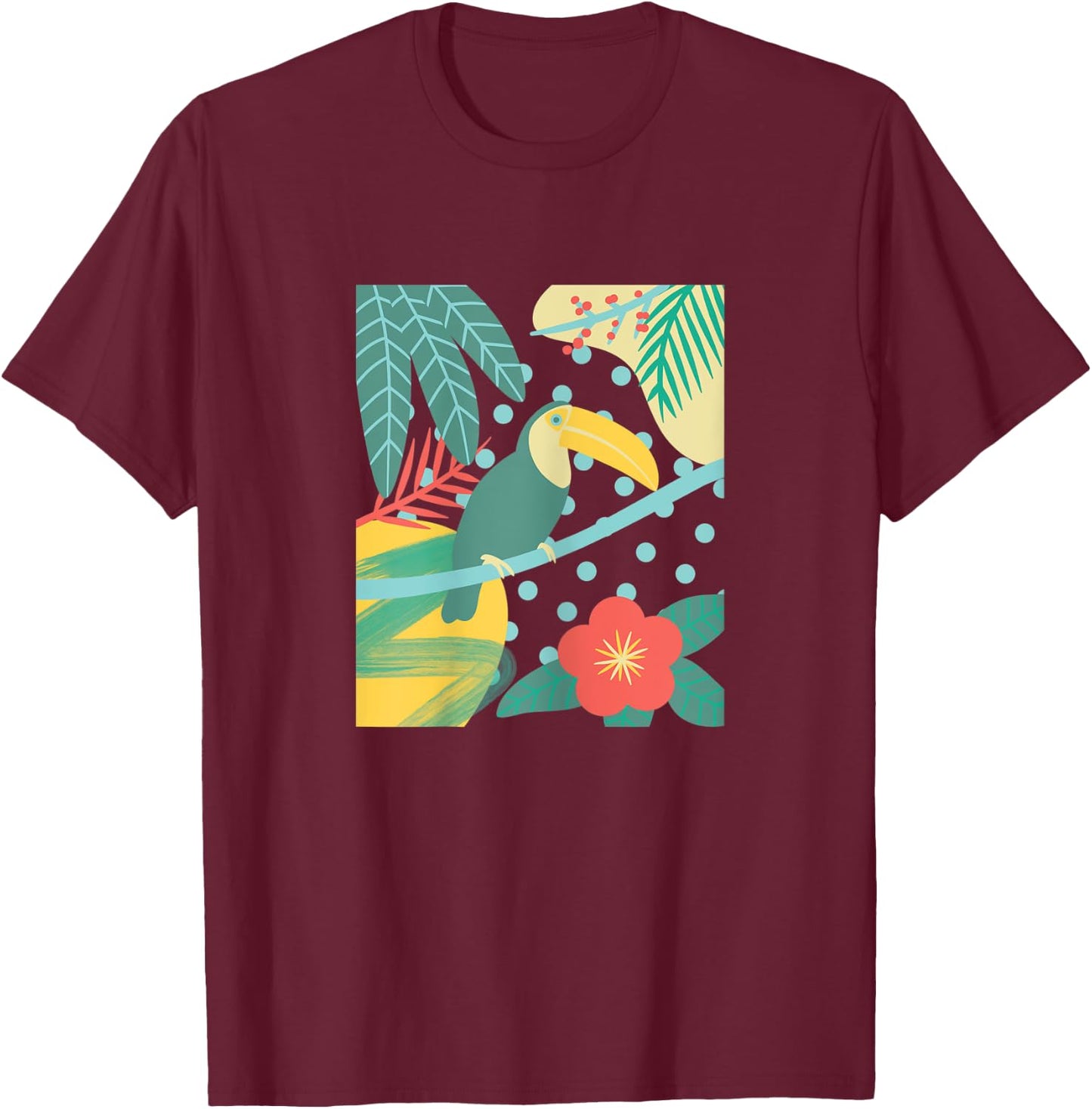 Toucan Bird Tropical Cute Palm Leaf Flower Beach Summer Kids T-Shirt - T-Shirt | Maroon
