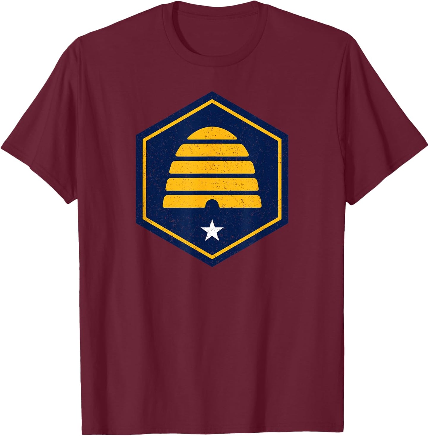 New Flag of Utah Beehive Symbol T-Shirt - T-Shirt | Maroon