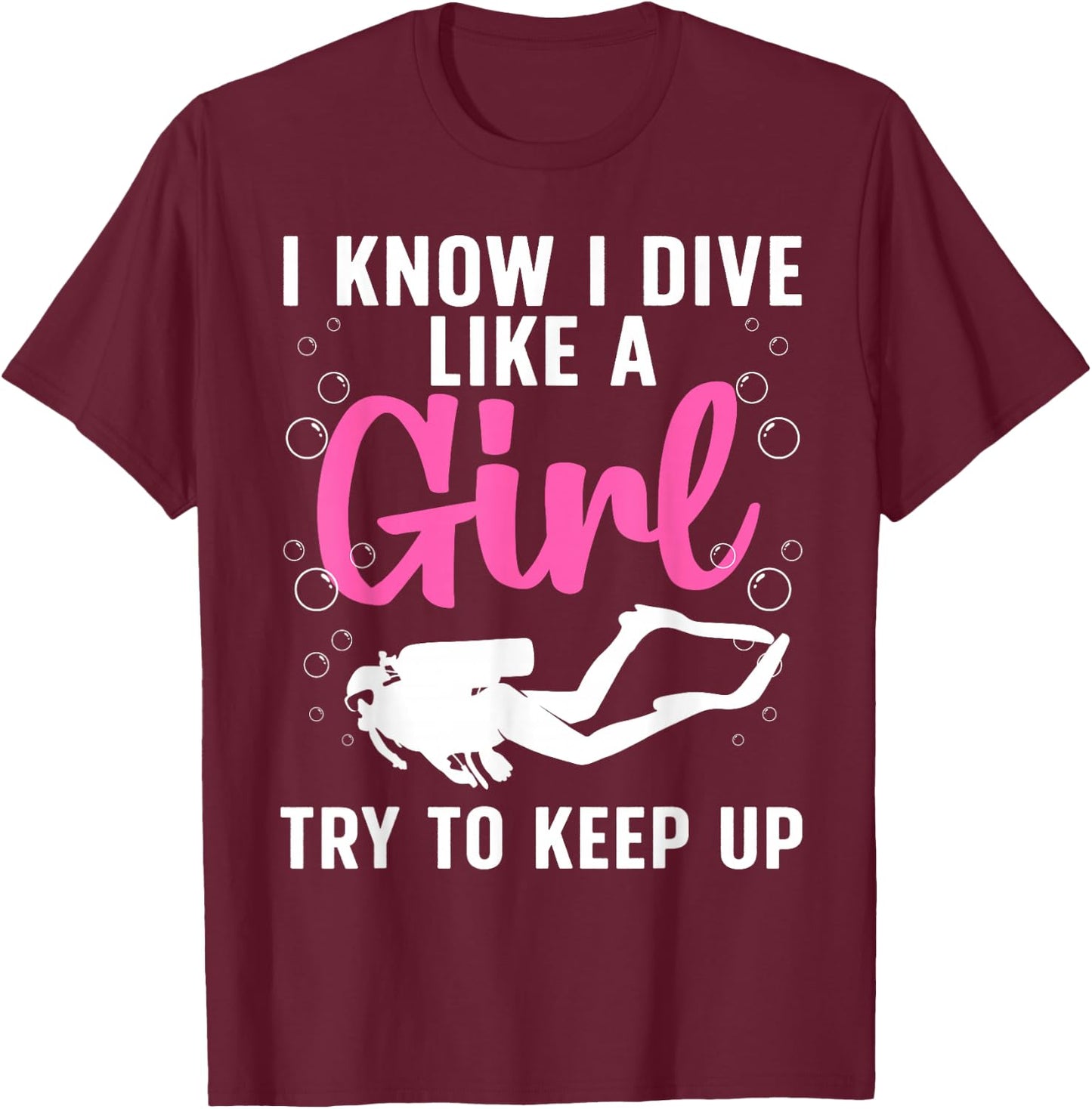 Cool Scuba Diving Girls Rescue Diver Ocean Divers T-Shirt - T-Shirt | Maroon
