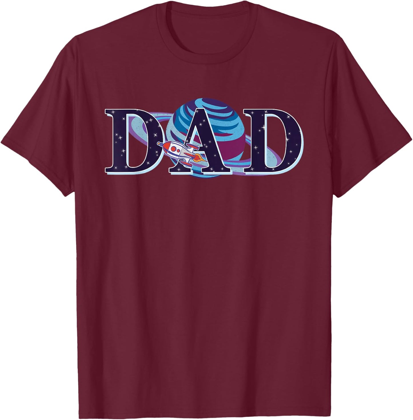 Space Dad, Family Matching Mom, Space Birthday Theme Party T-Shirt - T-Shirt | Maroon