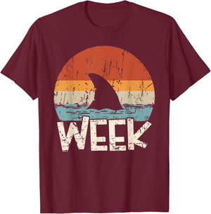 Week Marine Biologist Retro Shark Fin Lover Ocean Wildlife T-Shirt - T-Shirt | Maroon