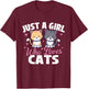Just A Girl Who Loves Cats - Cat Owner Animal Lover Kitty T-Shirt - T-Shirt | Maroon