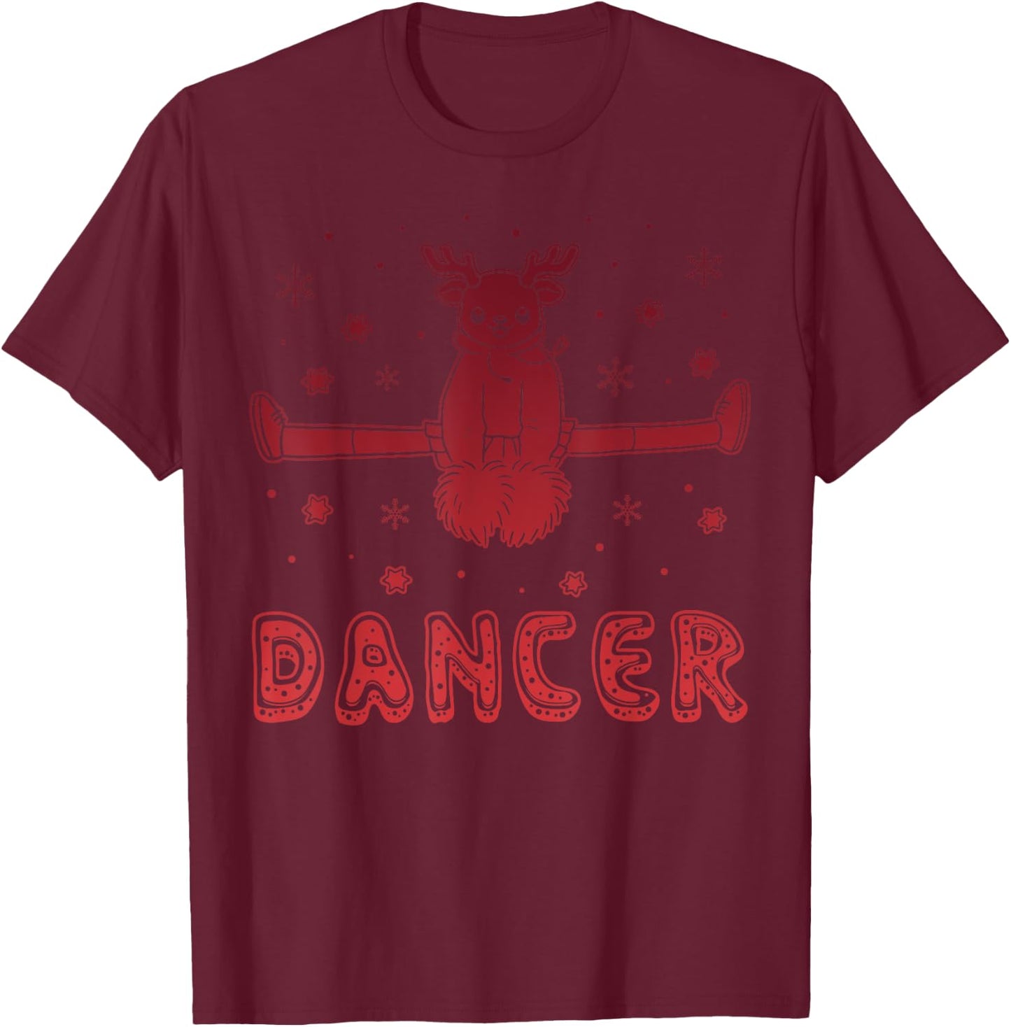 Funny Reindeer Dancer Squad Christmas Dancing Costume T-Shirt - T-Shirt | Maroon
