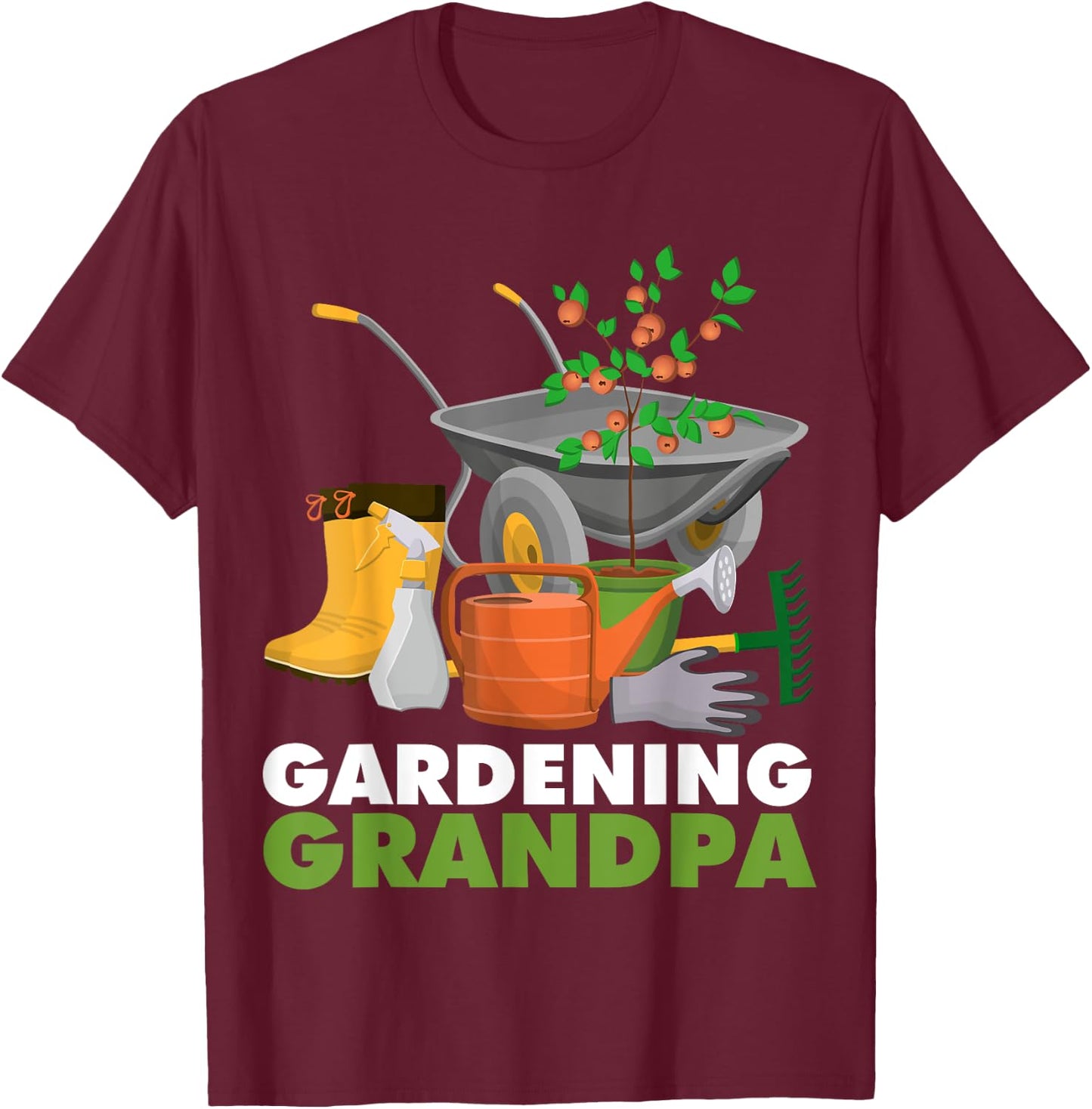 Gardening Grandpa Funny Vegetable Gardener Garden Enthusiast T-Shirt - T-Shirt | Maroon