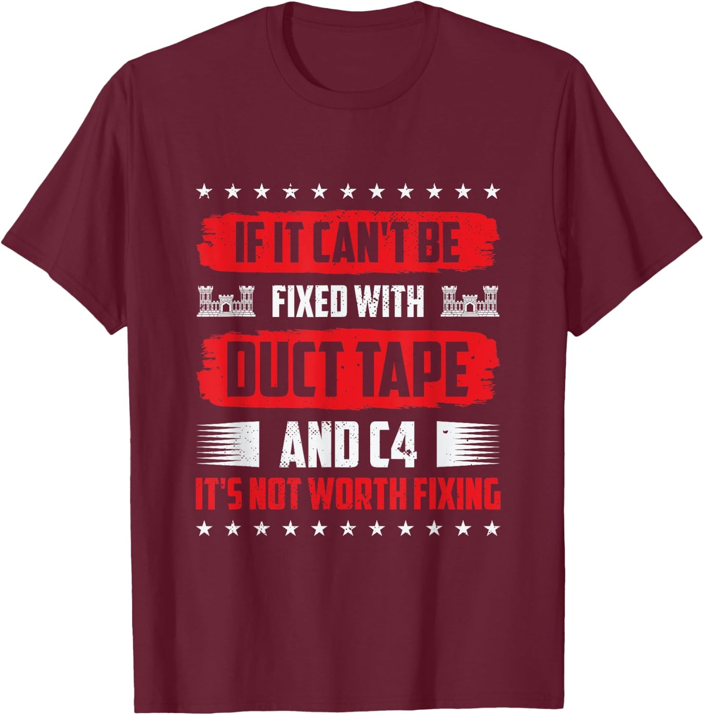 Combat Engineer Engineering Army U.S. Military Army Combat T-Shirt - T-Shirt | Maroon