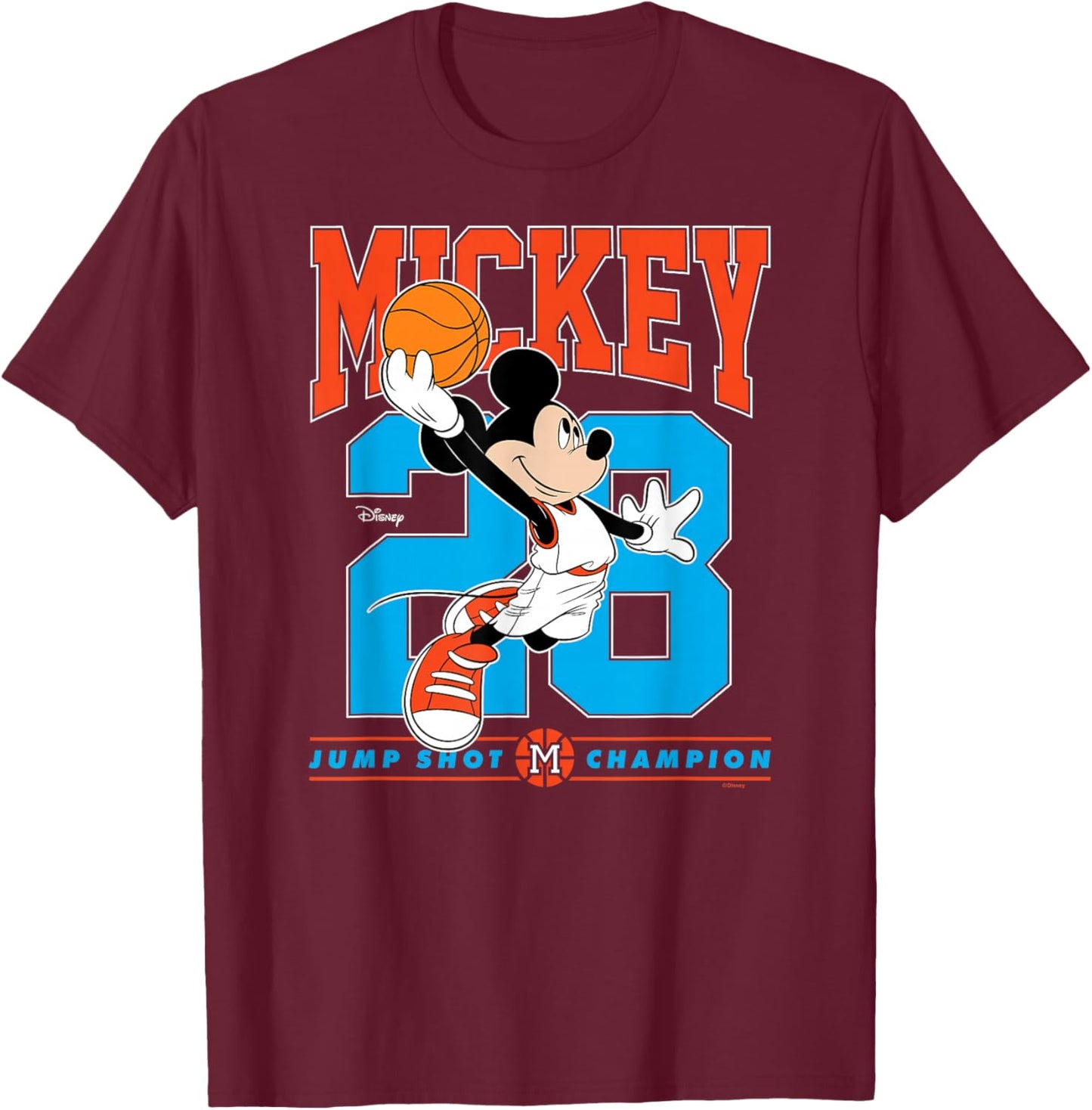 Disney - Mickey Jump Shot Basketball T-Shirt - T-Shirt | Maroon