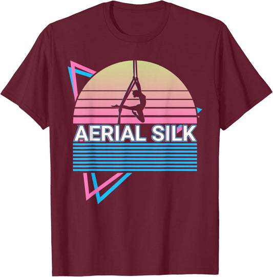 Aerial Silk Aerialist Gift -Adults Black Small Modern Graphic Short Sleeve T-Shirt - T-Shirt | Maroon