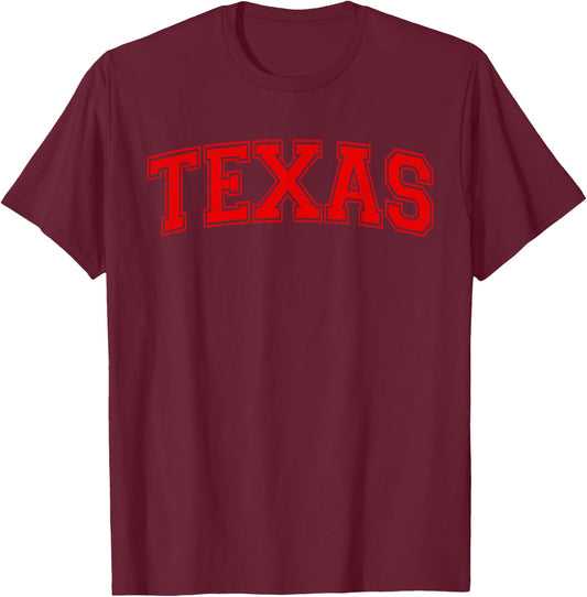 Texas Varsity Style Text Sports Athletic Jersey Style T-Shirt - T-Shirt | Maroon