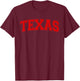Texas Varsity Style Text Sports Athletic Jersey Style T-Shirt - T-Shirt | Maroon