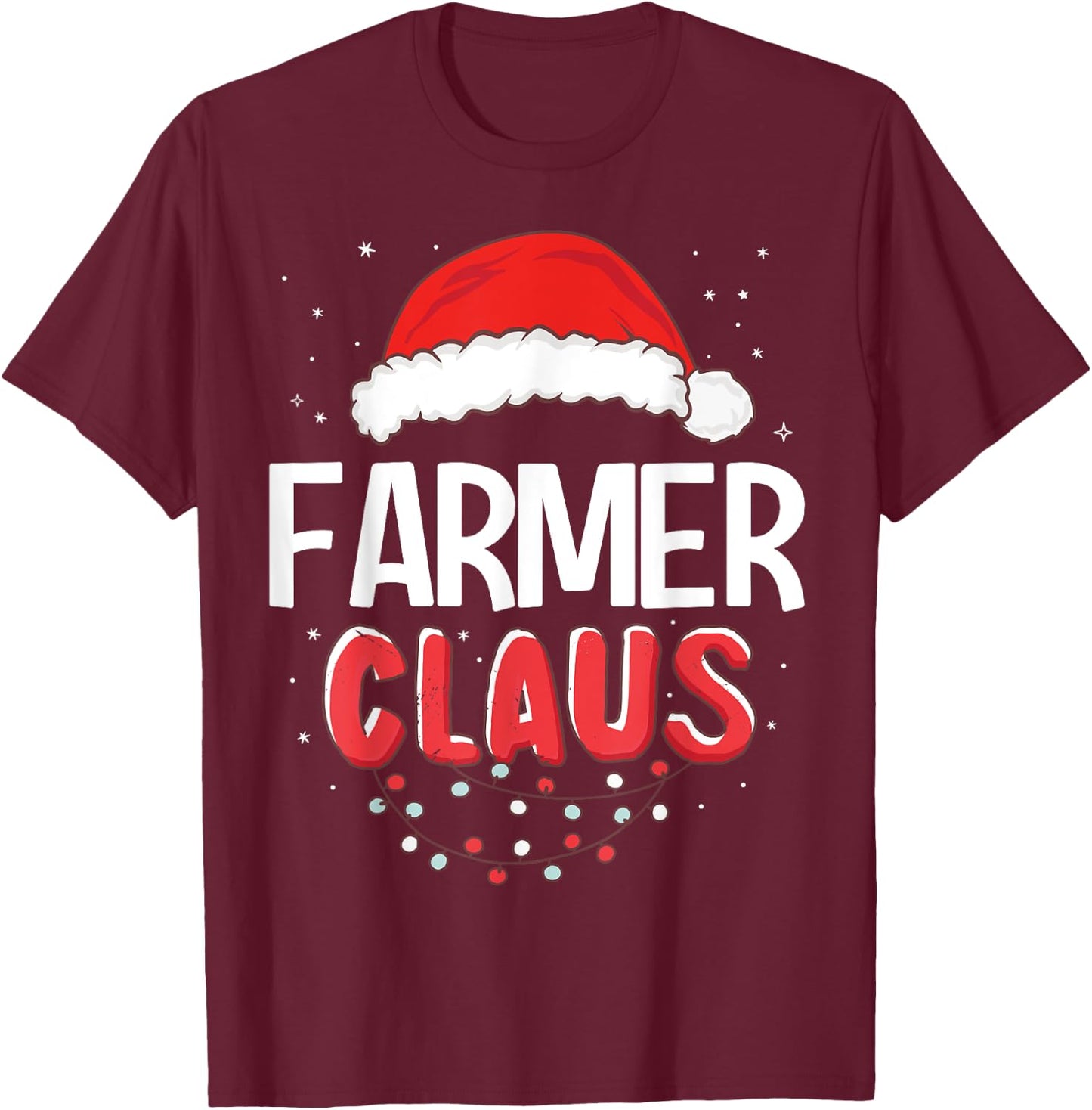 Farmer Santa Claus Christmas Matching Costume T-Shirt - T-Shirt | Maroon