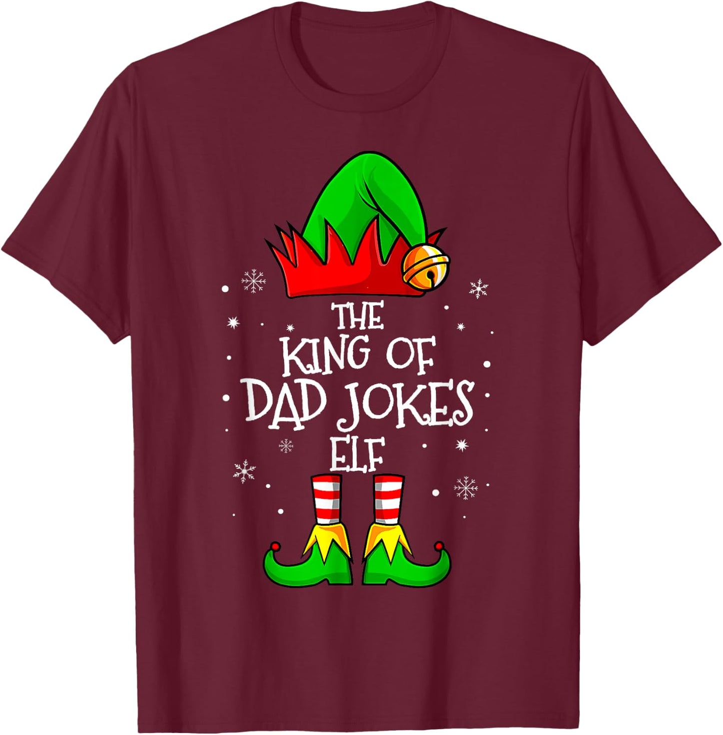 The King Of Dad Jokes Elf Group Matching Family Christmas T-Shirt - T-Shirt | Maroon