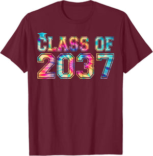 Class Of 2037 Pre-K Graduate Preschool Tie Dye Graduation T-Shirt - T-Shirt | Maroon