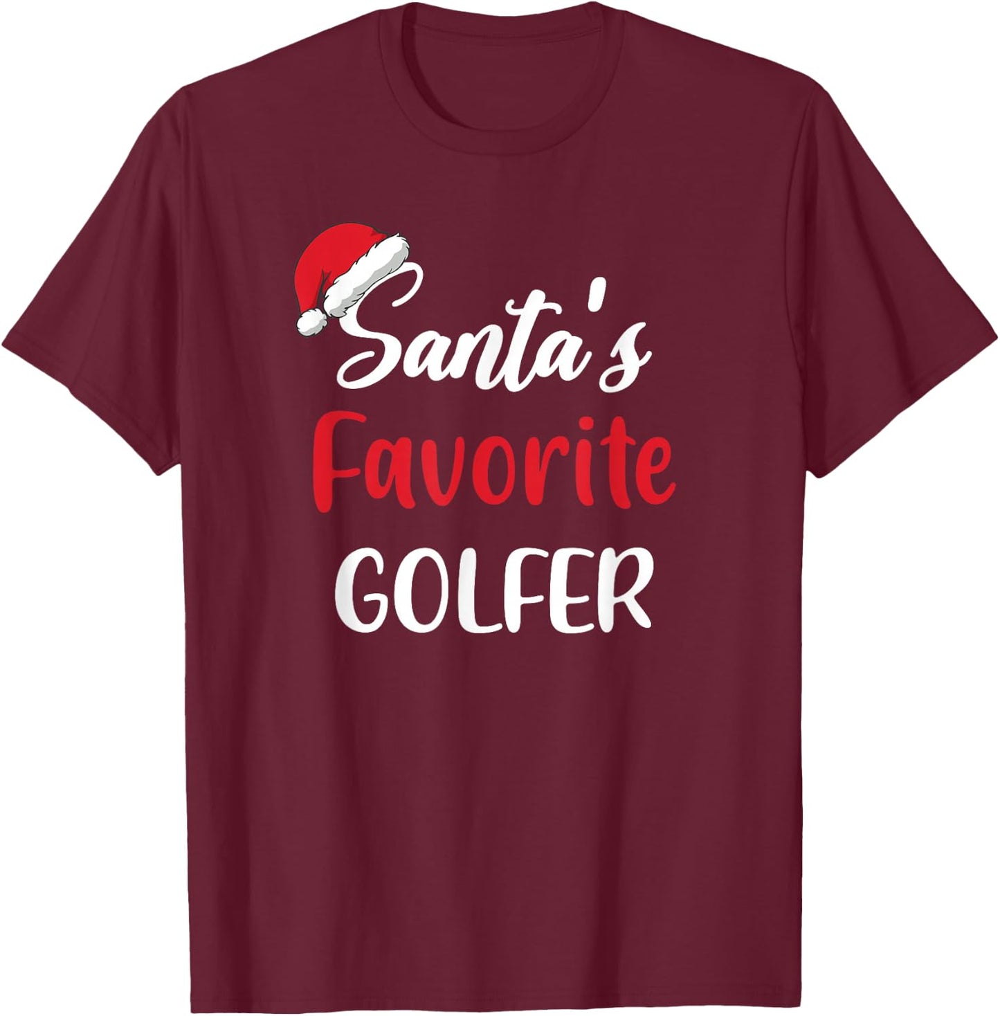 Santas Favorite Golfer Pajama Christmas Golf Funny T-Shirt - T-Shirt | Maroon